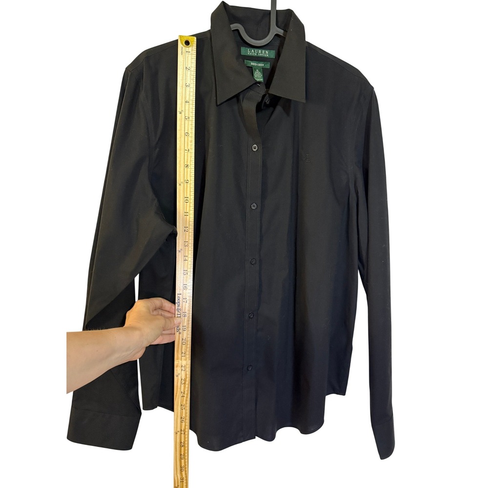 Lauren Ralph Lauren Button Down Shirt Women XL Black Non-Iron capsule wardrobe - Picture 3 of 7